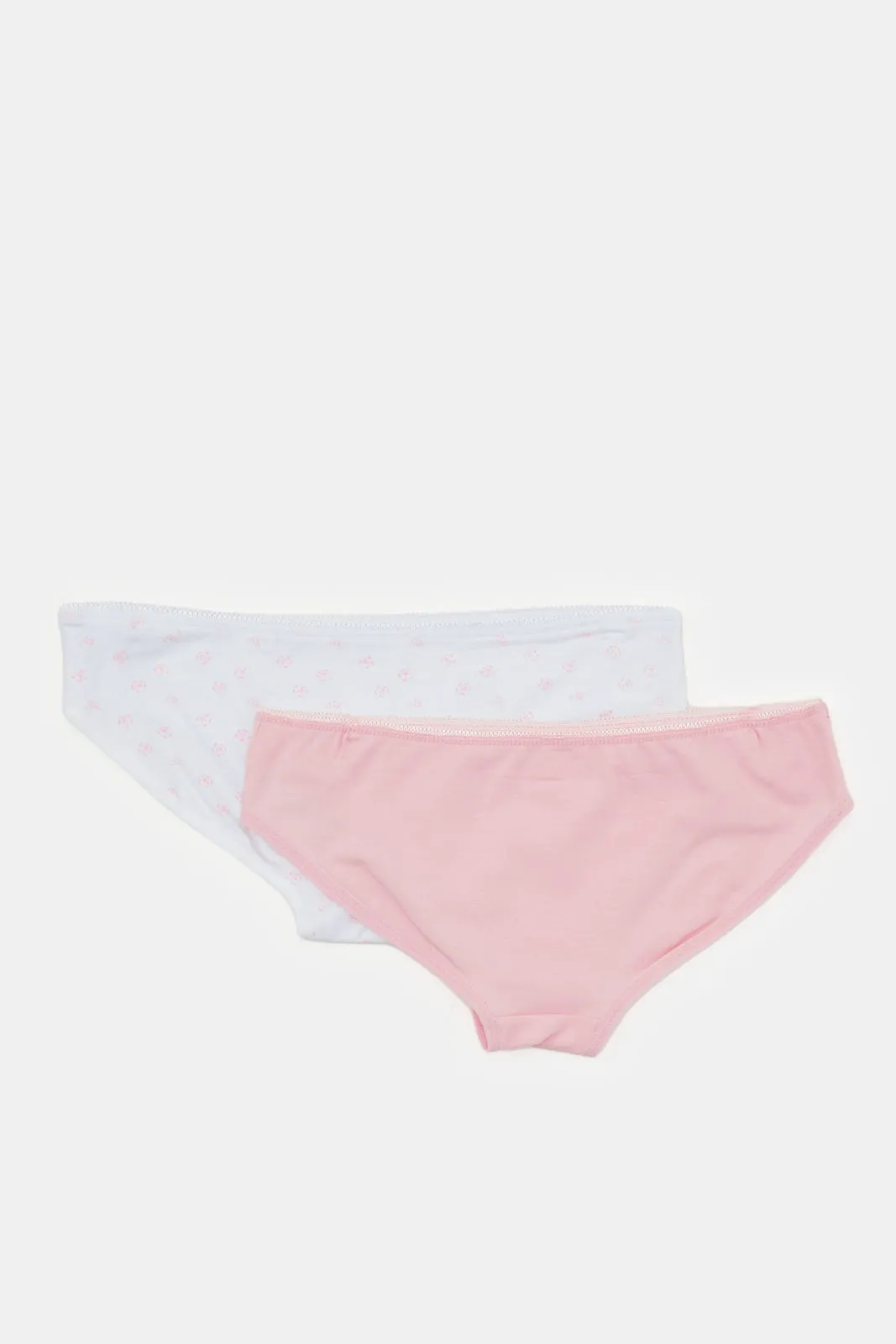 Senior Girls Pink And White Floral Print Brief (Pack of 2)