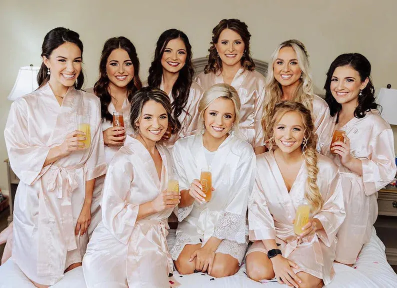 (Set of 8) Satin Kimono Robe Bundle