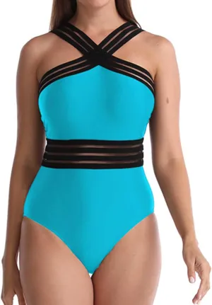 Sexy Criss Cross Hollow Bathing Suit for Women One Piece Tummy Control Swimwear Strapless Backless Slimming Swimwear
