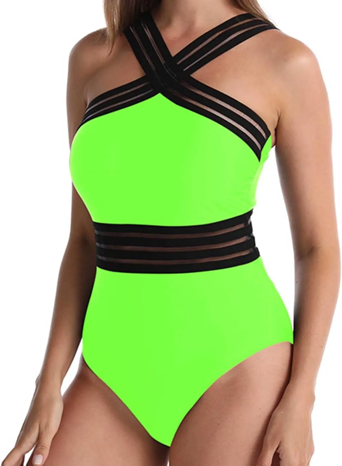 Sexy Criss Cross Hollow Bathing Suit for Women One Piece Tummy Control Swimwear Strapless Backless Slimming Swimwear
