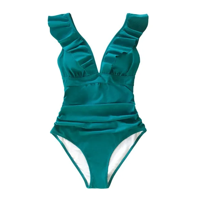 Sexy Ladies' Ruffled Lace-up Backless Beachwear