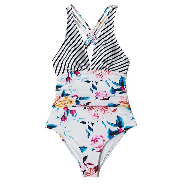 Sexy Ladies' V-neck Crisscross Back Swimwear