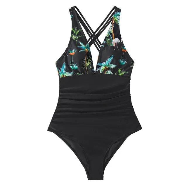 Sexy Ladies' V-neck Crisscross Back Swimwear
