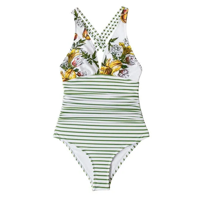 Sexy Ladies' V-neck Crisscross Back Swimwear