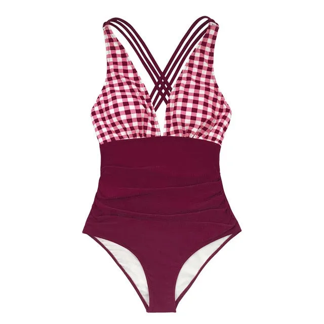 Sexy Ladies' V-neck Crisscross Back Swimwear