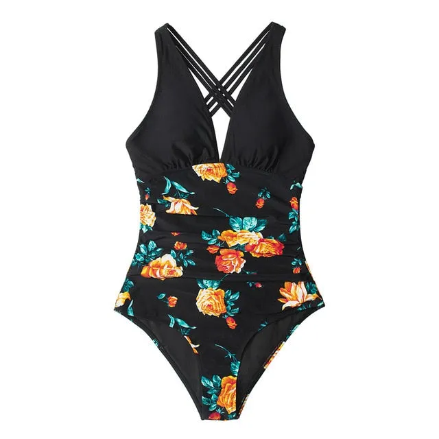 Sexy Ladies' V-neck Crisscross Back Swimwear