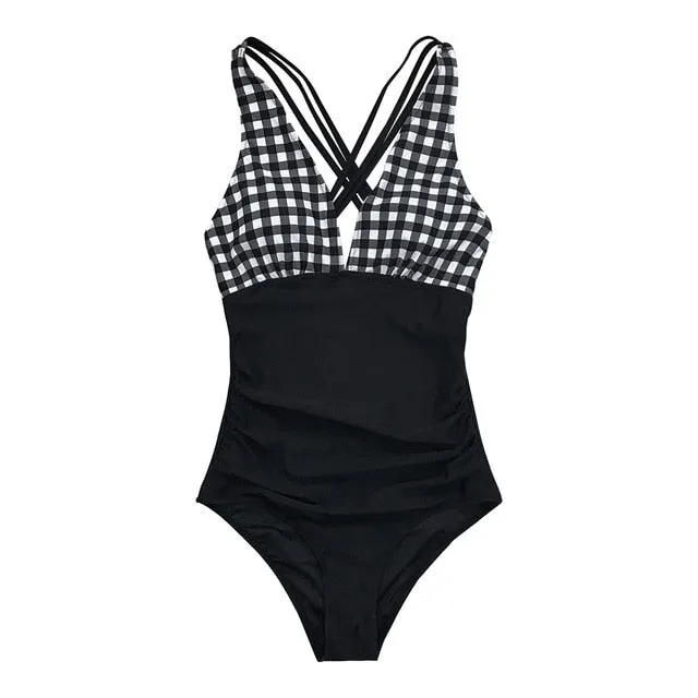 Sexy Ladies' V-neck Crisscross Back Swimwear