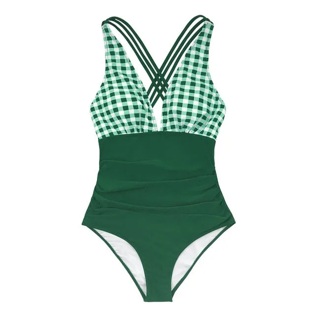 Sexy Ladies' V-neck Crisscross Back Swimwear