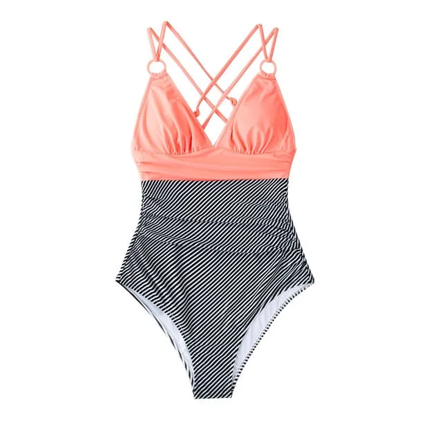 Sexy Ladies' V-neck Crisscross Back Swimwear