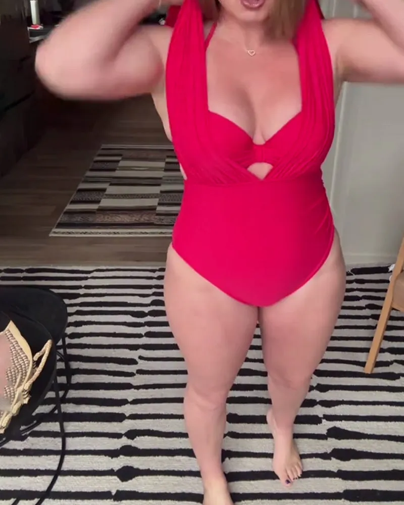 Sexy Solid Color One-Piece Swimsuit