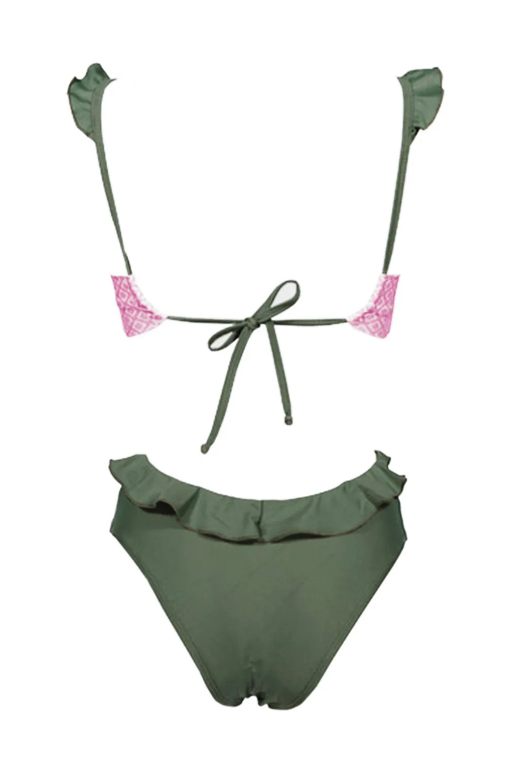 Sexy V Neck Open Back Frill Hem Floral Print Monokini