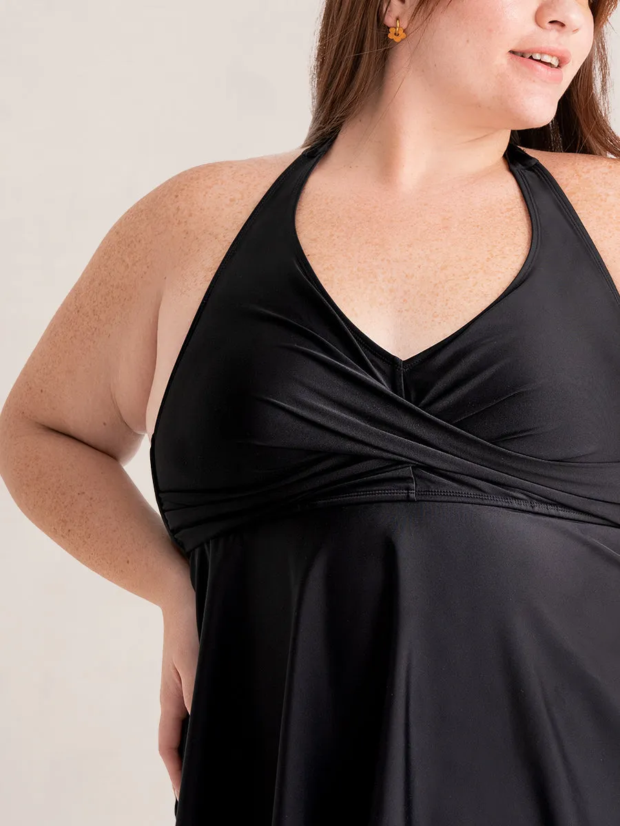 Shapermint Essentials Twist-Front V-Neck Halter Tankini
