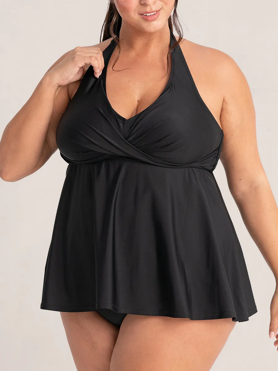 Shapermint Essentials Twist-Front V-Neck Halter Tankini