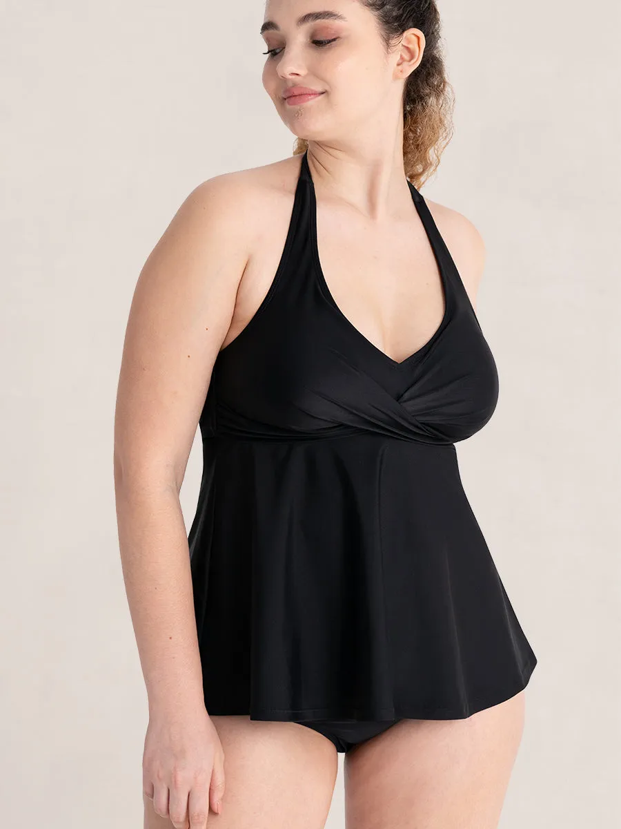 Shapermint Essentials Twist-Front V-Neck Halter Tankini