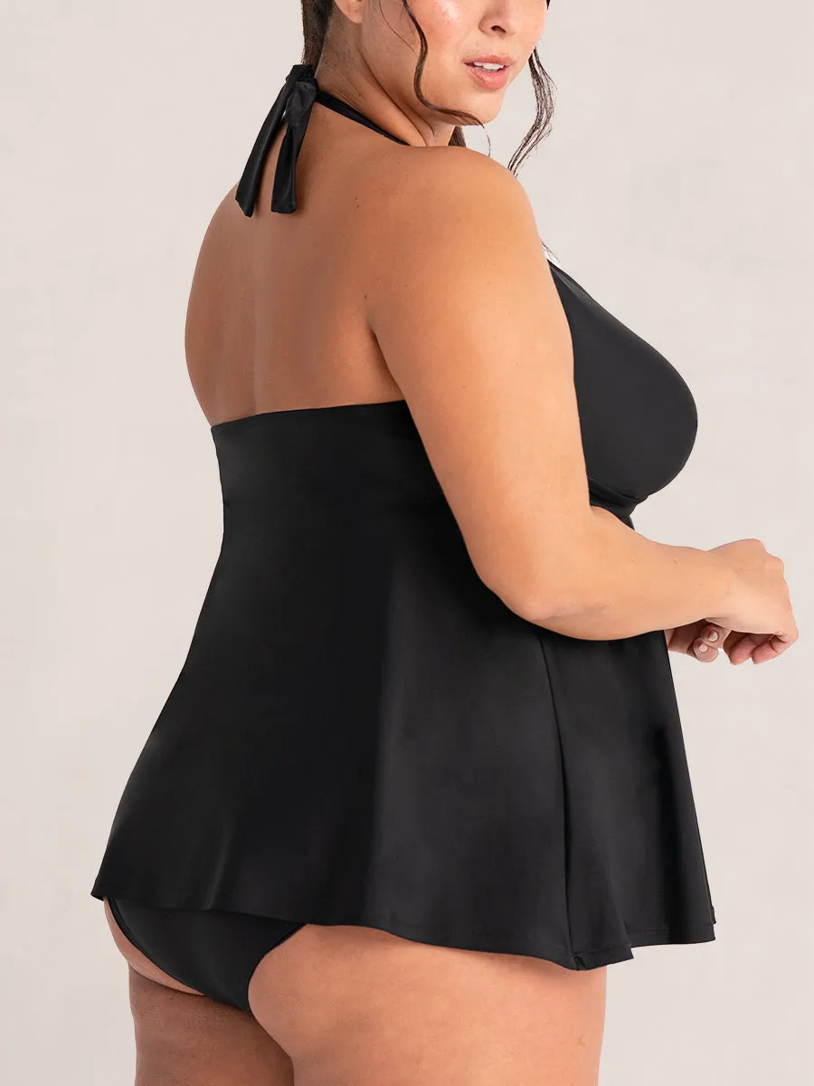 Shapermint Essentials Twist-Front V-Neck Halter Tankini