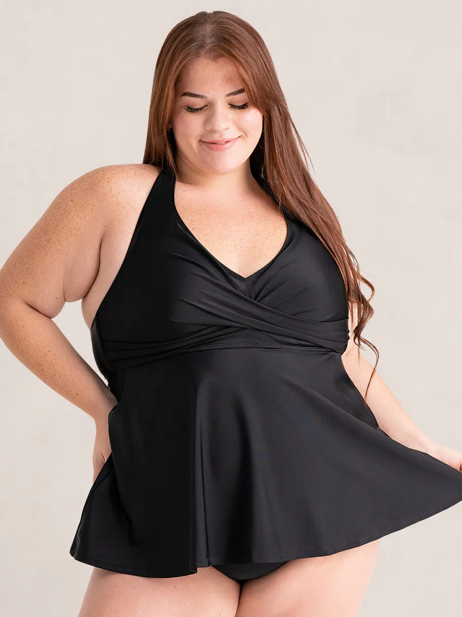 Shapermint Essentials Twist-Front V-Neck Halter Tankini