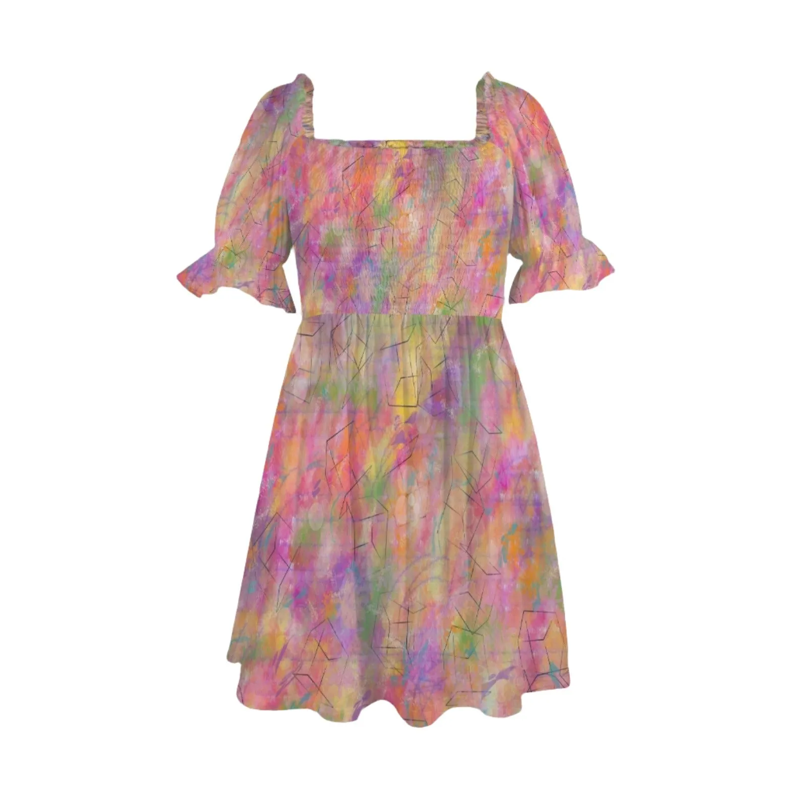 Shapes Ruffles Square Neck Dress up to 5 XL (FWS)