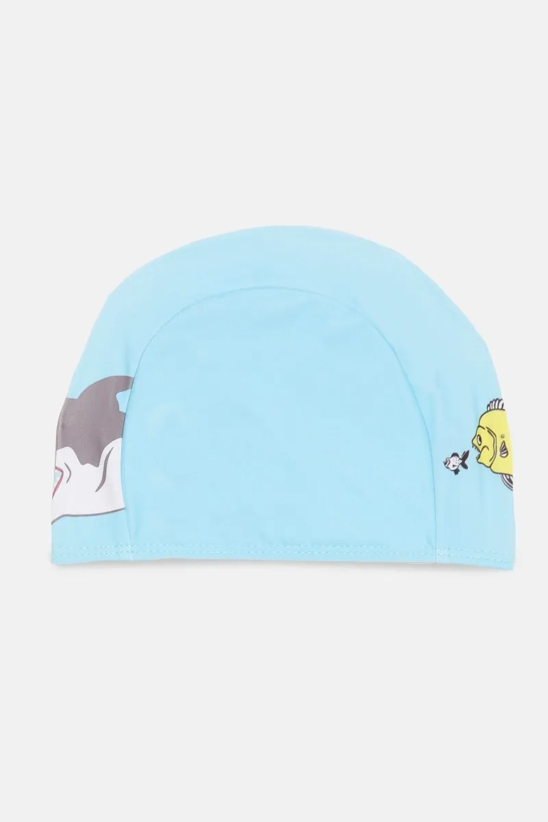 Shark Snap Boys Swim Shorts With Cap Set