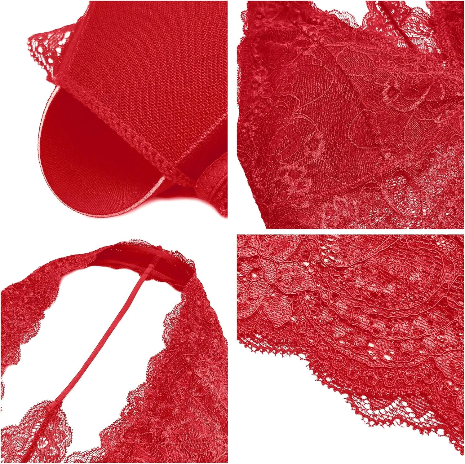 SHEKINI Women Floral Lace Bra Padded Breathable Bralette Halter Bra Wire Free Racerback Bra