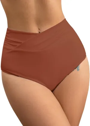 SherryDC Women's High Waisted V Cut Bikini Bottoms Twist Bathing Suit Swimsuit Bottoms