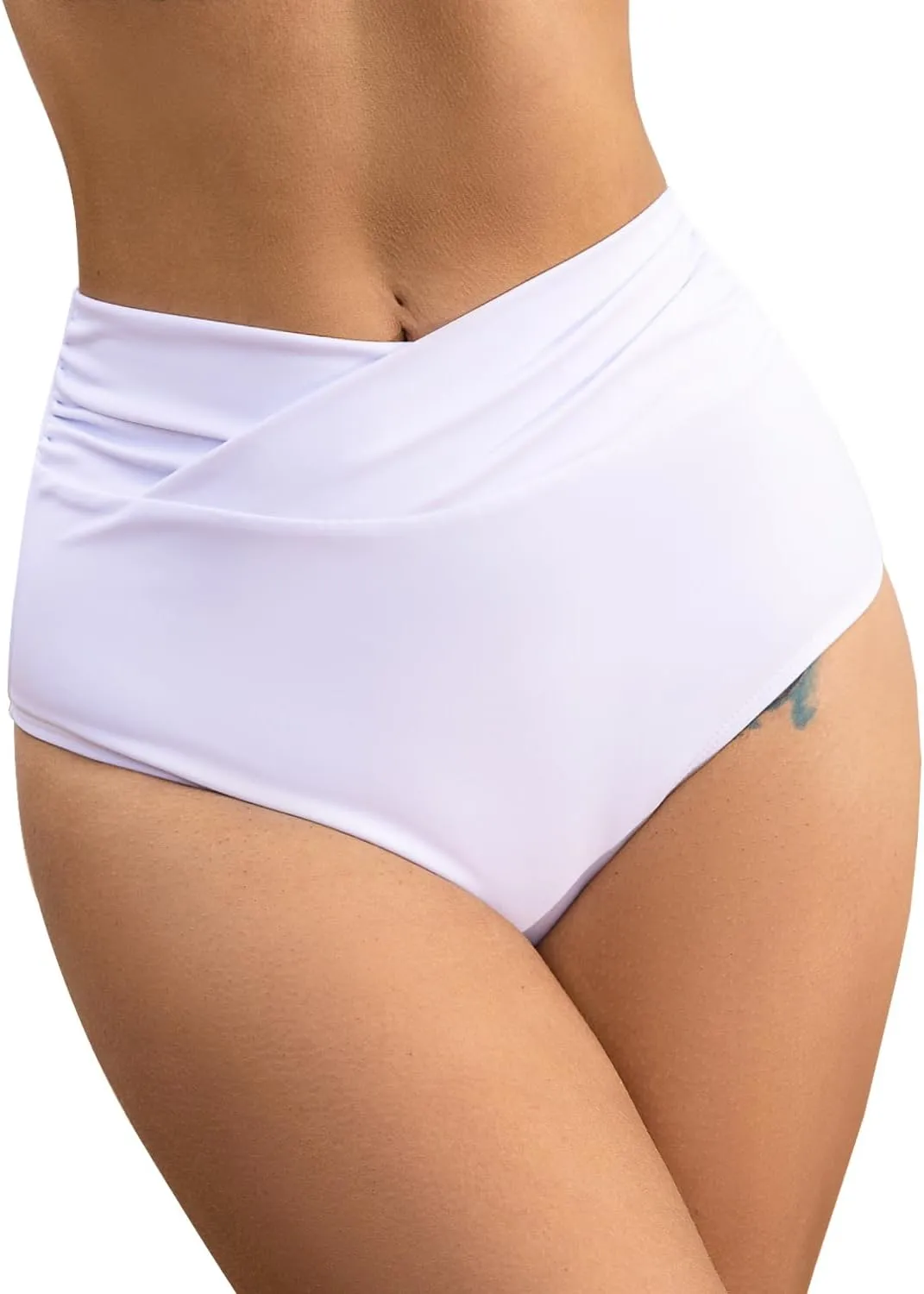 SherryDC Women's High Waisted V Cut Bikini Bottoms Twist Bathing Suit Swimsuit Bottoms