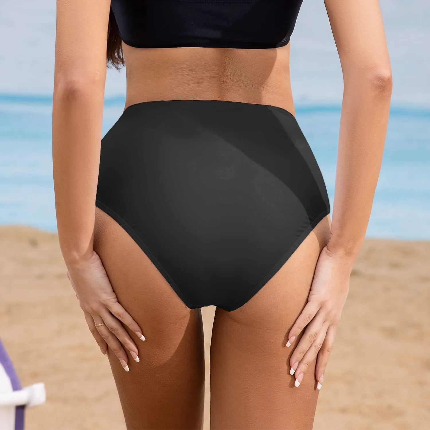 SherryDC Women's High Waisted V Cut Bikini Bottoms Twist Bathing Suit Swimsuit Bottoms