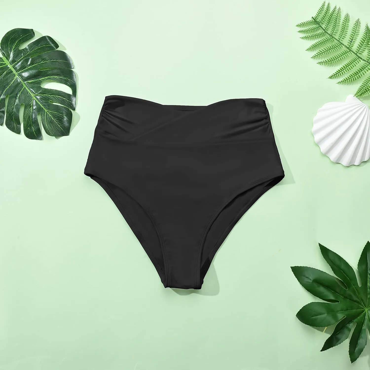 SherryDC Women's High Waisted V Cut Bikini Bottoms Twist Bathing Suit Swimsuit Bottoms
