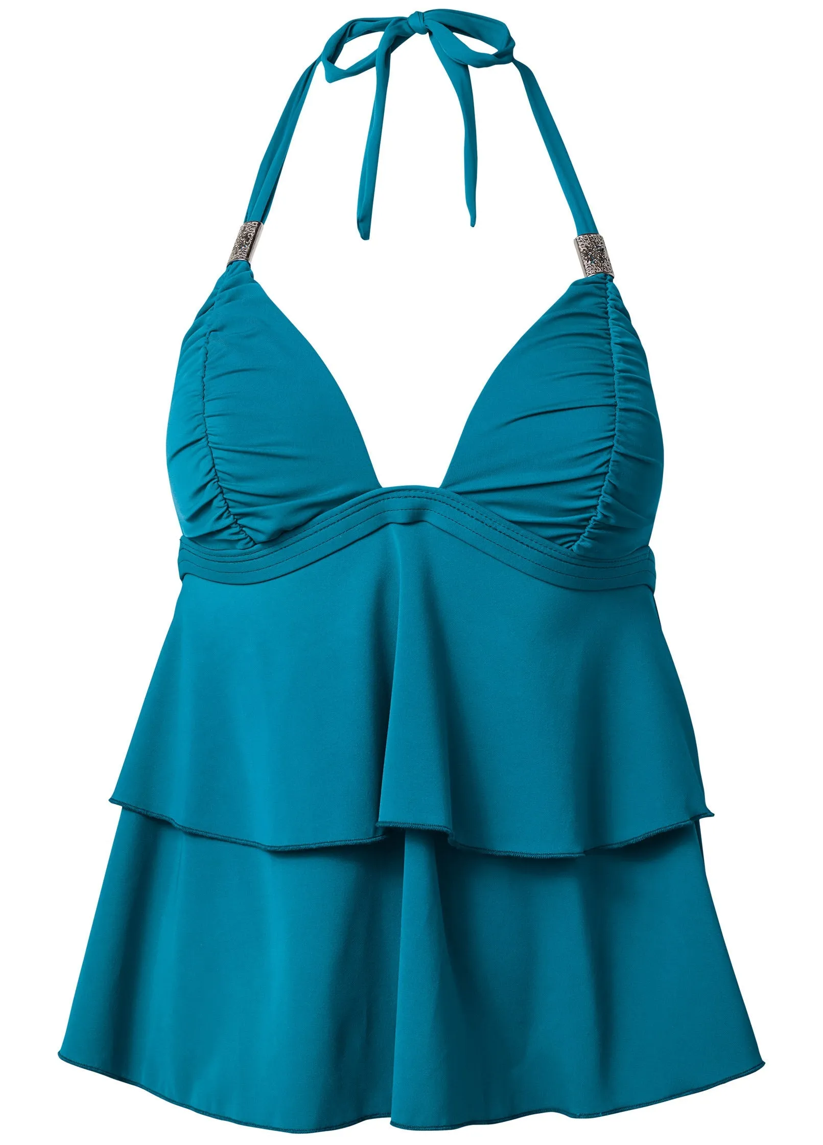 Shesways®Ruched Goddess Tankini Top - Seaside Blue