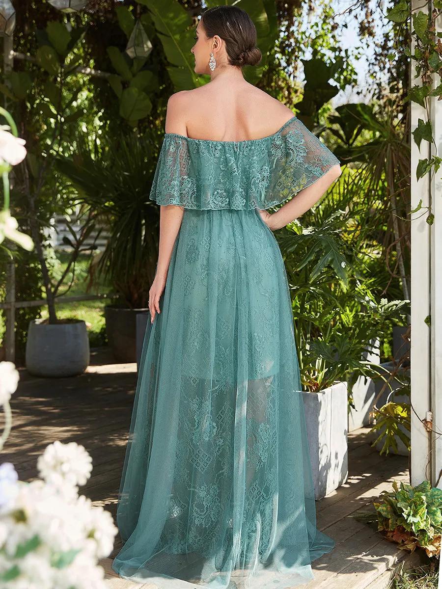 Short Ruffles Sleeves A Line Off Shoulder Wholesale Maternity Dresses EY20029
