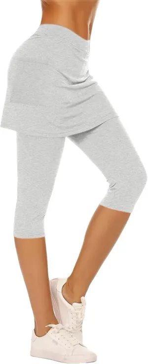 Skirted Leggings for Women 2025 Tennis Golf Skorts Capris Pickleball Clothing Outfits Gym Yoga Leggings with Skirts