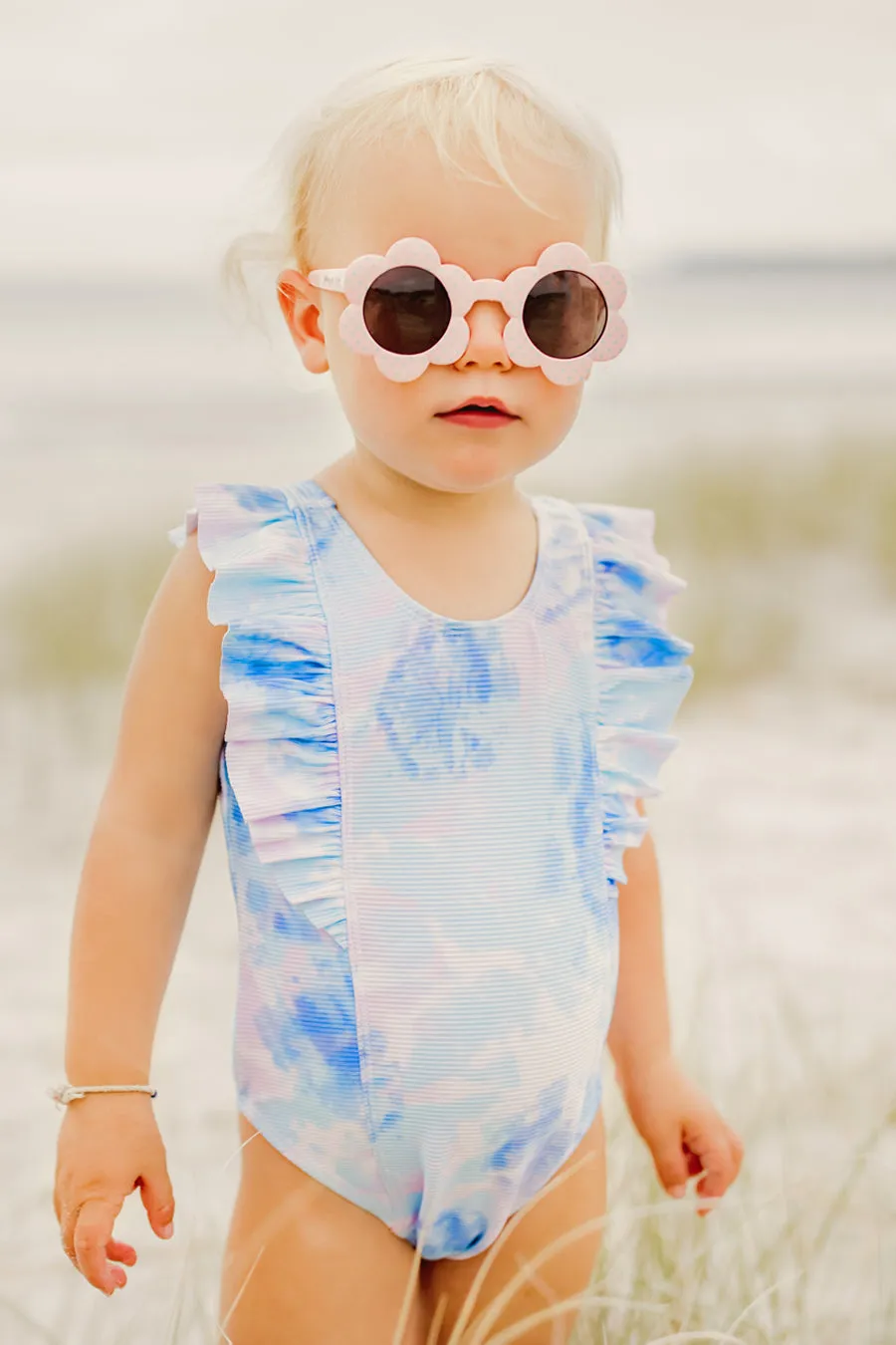 Snapper Rock Sky Dye Ruffle Shoulder Swimsuit
