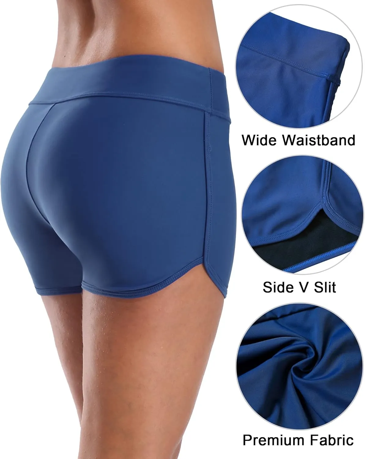 SOCIALA Women's Sporty Swim Shorts Stretchy Board Shorts Boyleg Swim Bottoms