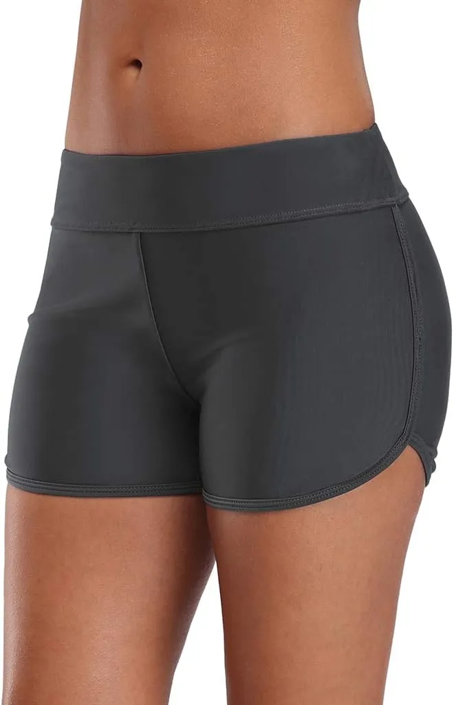 SOCIALA Women's Sporty Swim Shorts Stretchy Board Shorts Boyleg Swim Bottoms