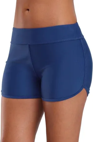 SOCIALA Women's Sporty Swim Shorts Stretchy Board Shorts Boyleg Swim Bottoms