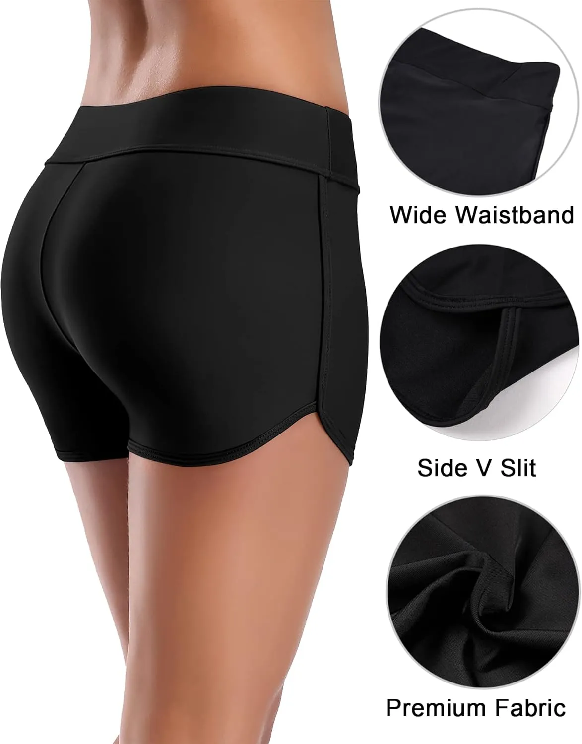 SOCIALA Women's Sporty Swim Shorts Stretchy Board Shorts Boyleg Swim Bottoms