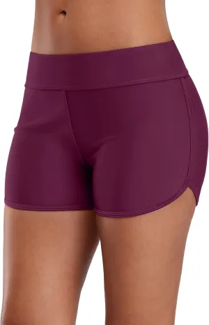 SOCIALA Women's Sporty Swim Shorts Stretchy Board Shorts Boyleg Swim Bottoms