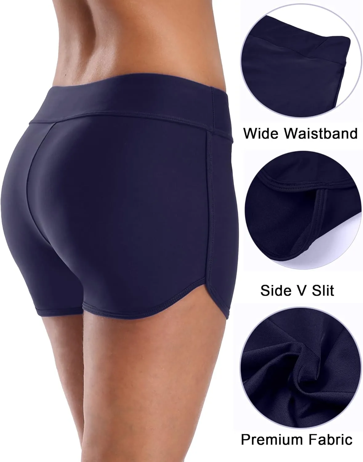 SOCIALA Women's Sporty Swim Shorts Stretchy Board Shorts Boyleg Swim Bottoms