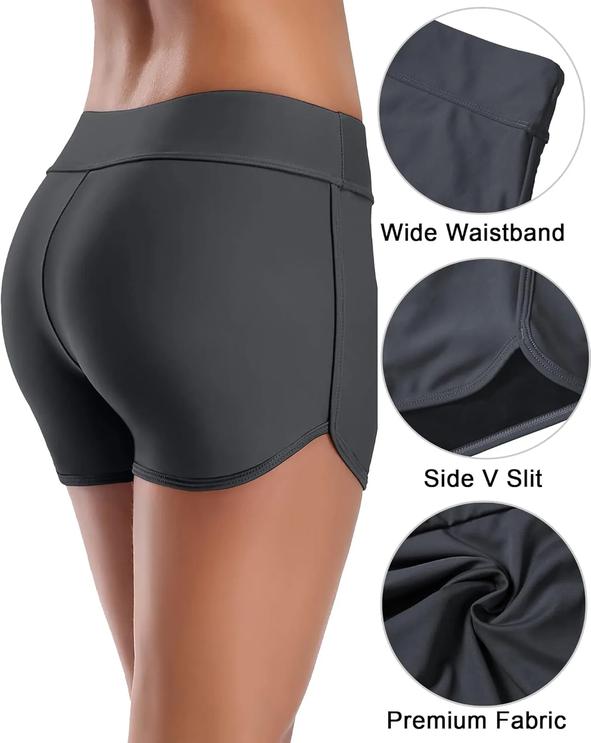 SOCIALA Women's Sporty Swim Shorts Stretchy Board Shorts Boyleg Swim Bottoms