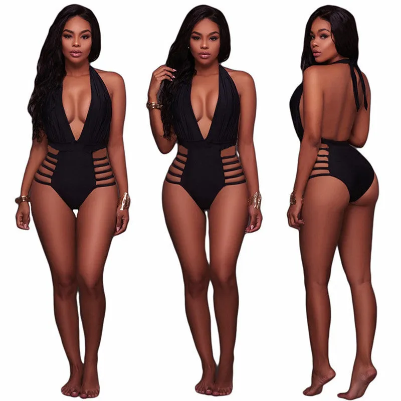 Solid color lace one-piece swimsuit