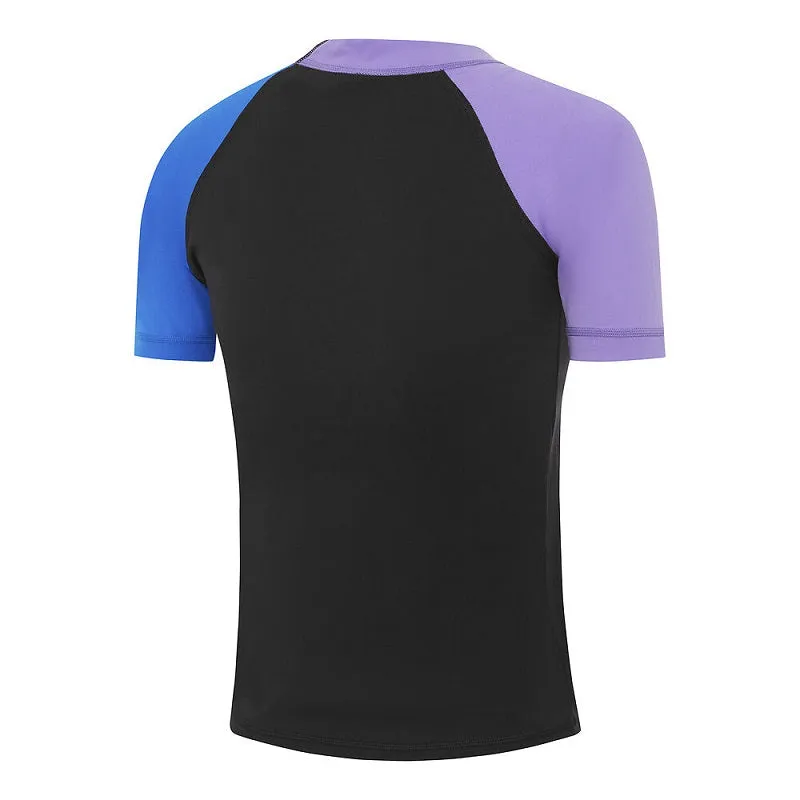 Speedo Girls Short Sleeve Rash Top - Black/Beautiful Blue/Miami Lilac