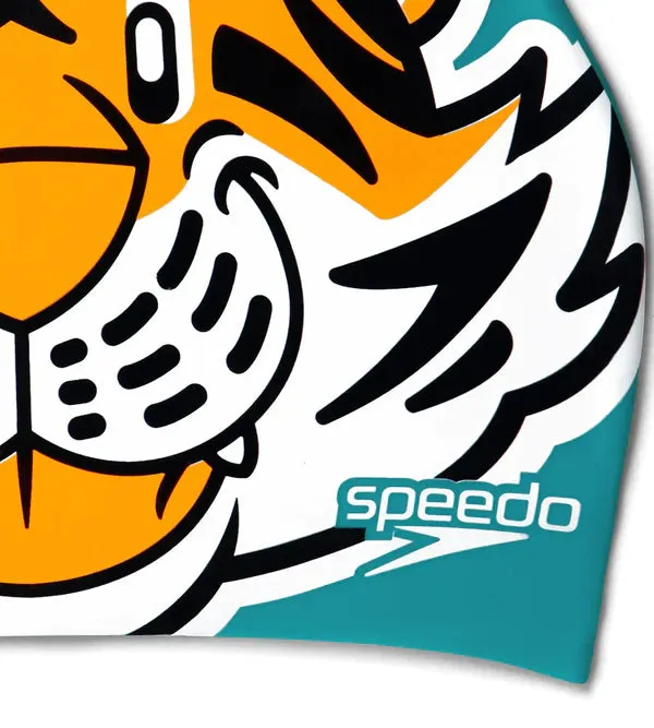 Speedo Tots Unisex Printed Character Swim Caps (Orange & Green)