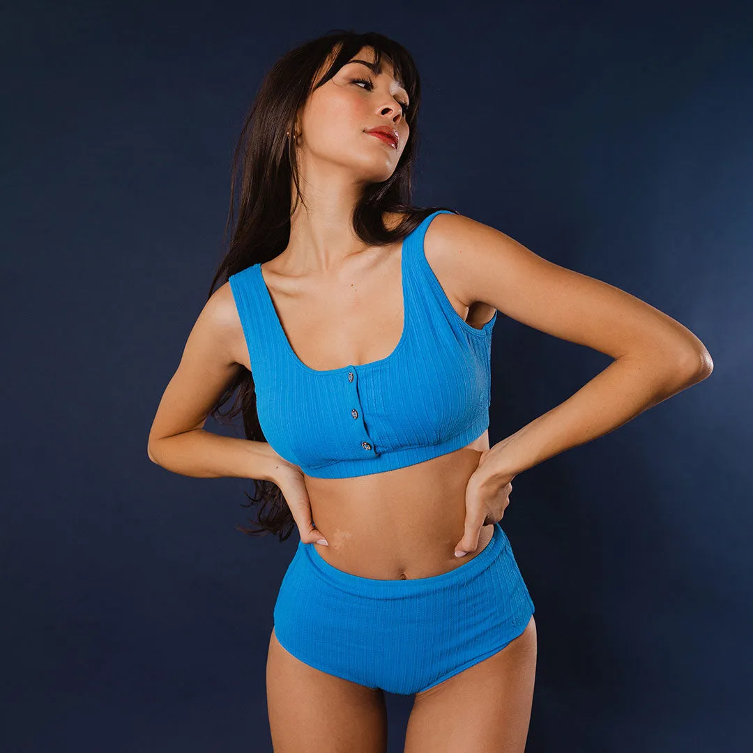 Sporty High-Waisted Bottoms, Cobalt
