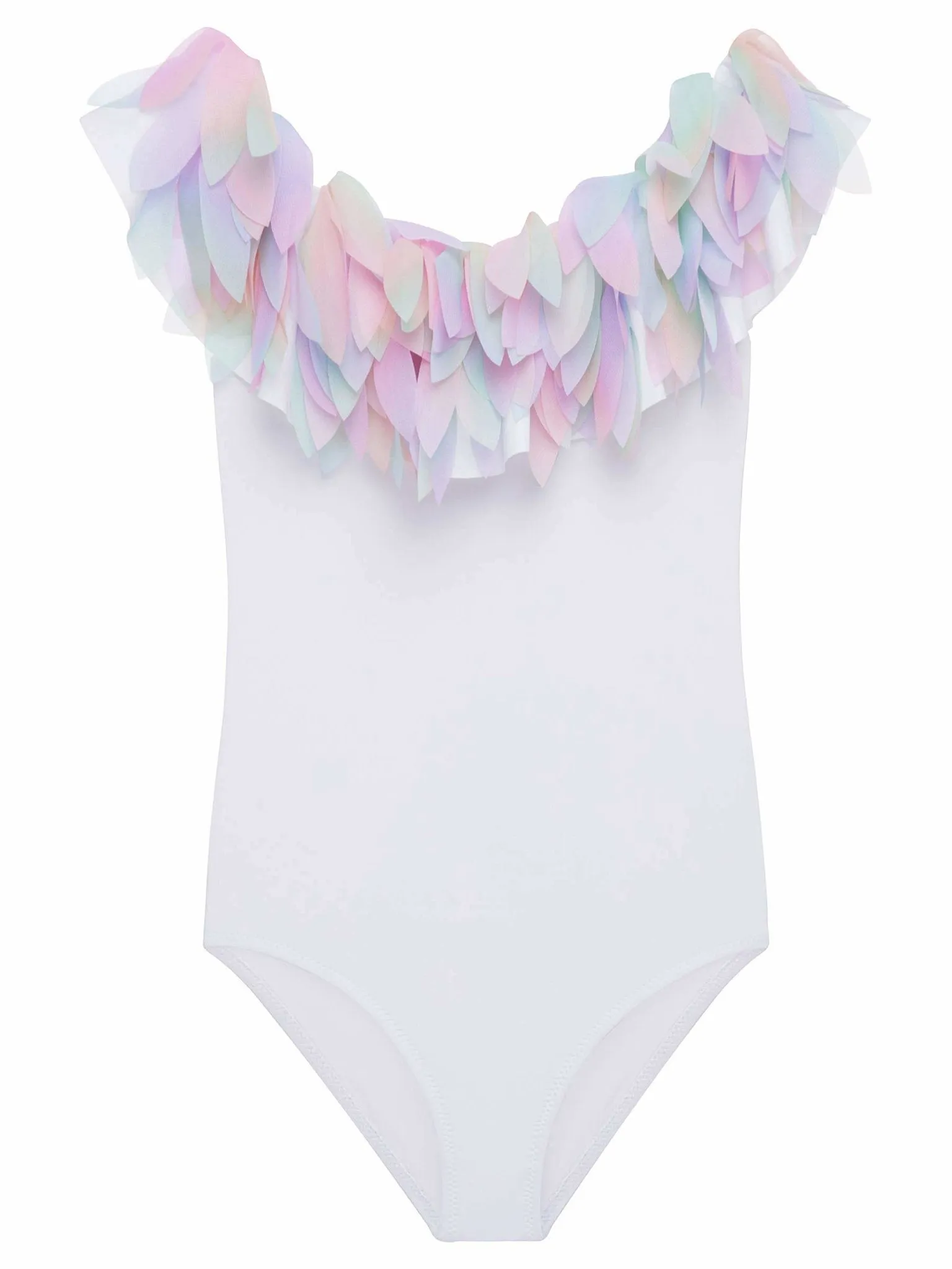 Stella Cove Girls White One Piece Swimsuit with Pastel Petals