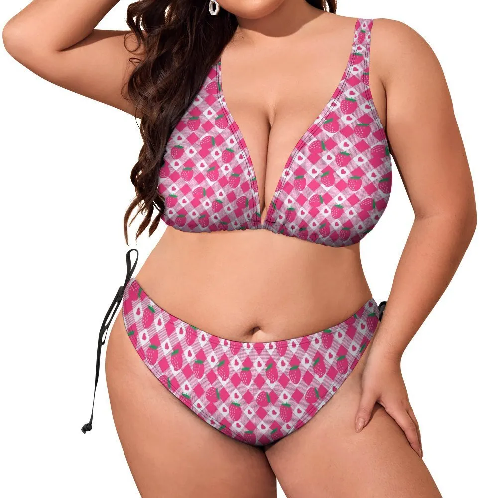 Strawberry Cute Plus Size Halter Bikini