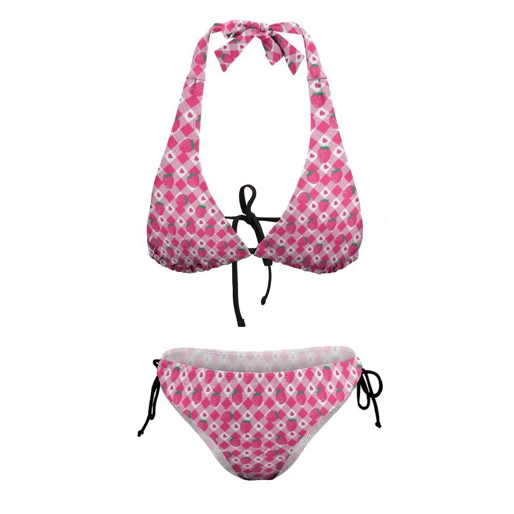 Strawberry Cute Plus Size Halter Bikini