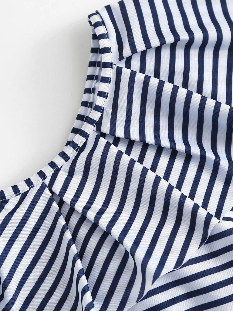 Striped Flounce Swimsuit