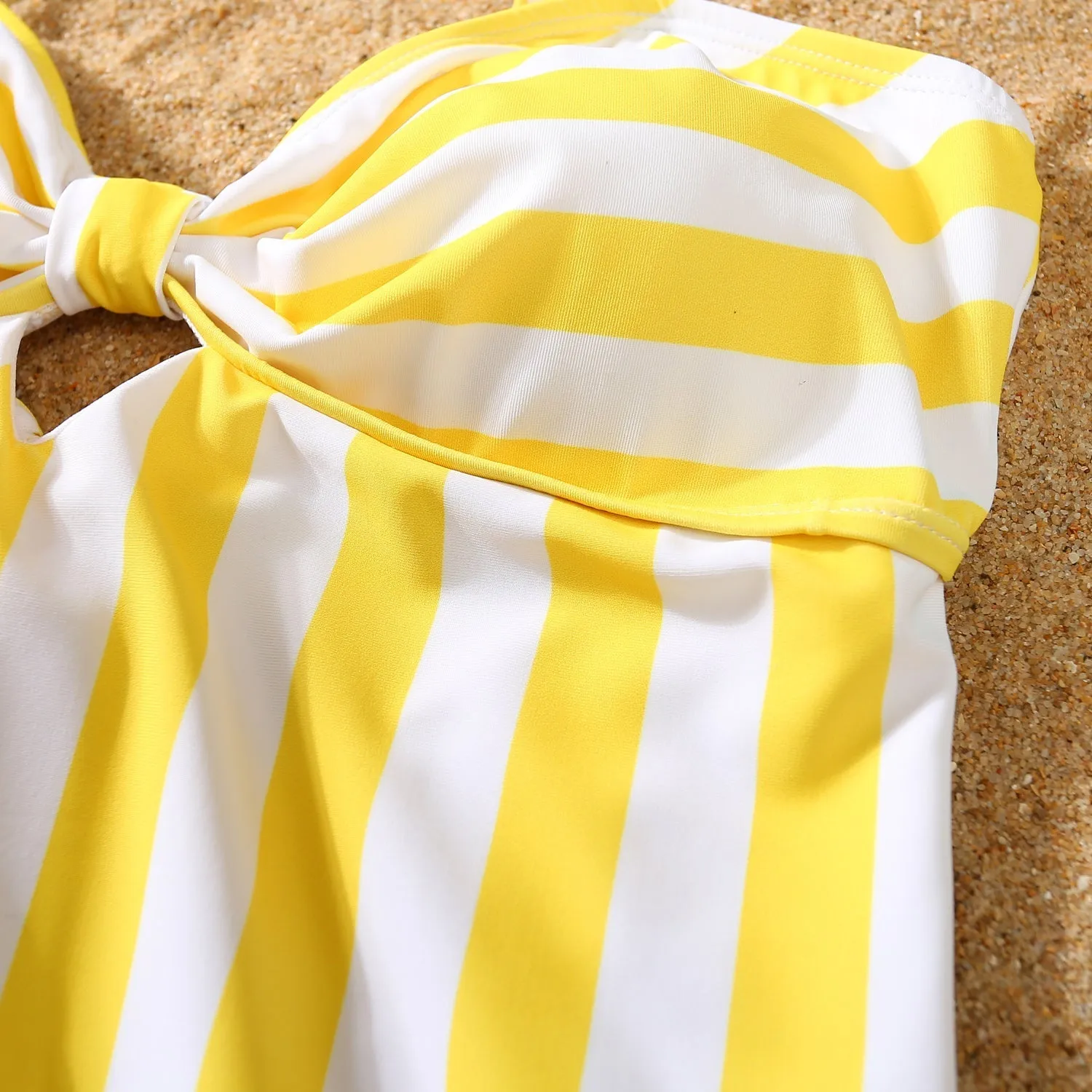 Striped Hollow Out Monokini Mommy and Me Beachwear
