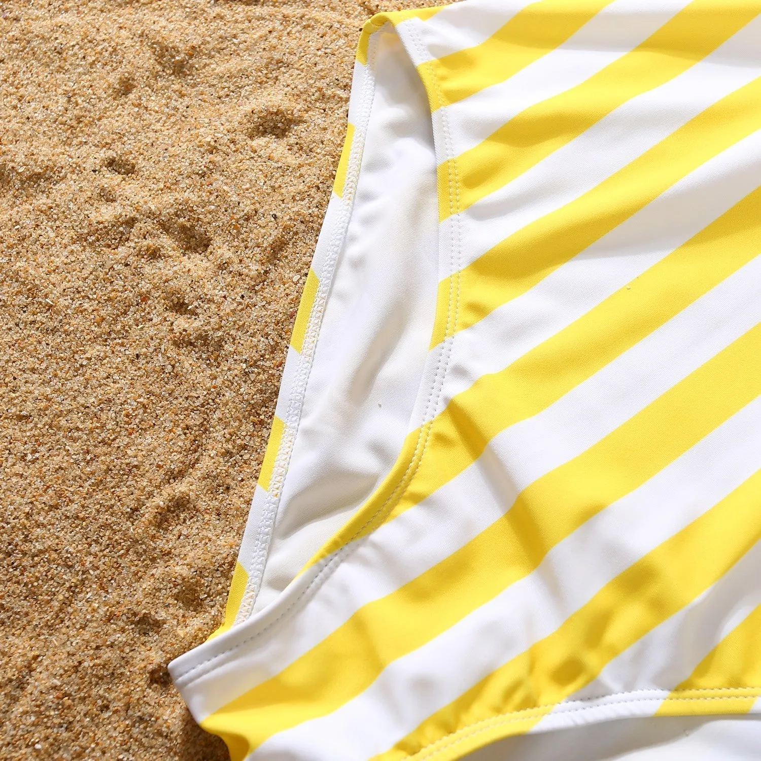 Striped Hollow Out Monokini Mommy and Me Beachwear