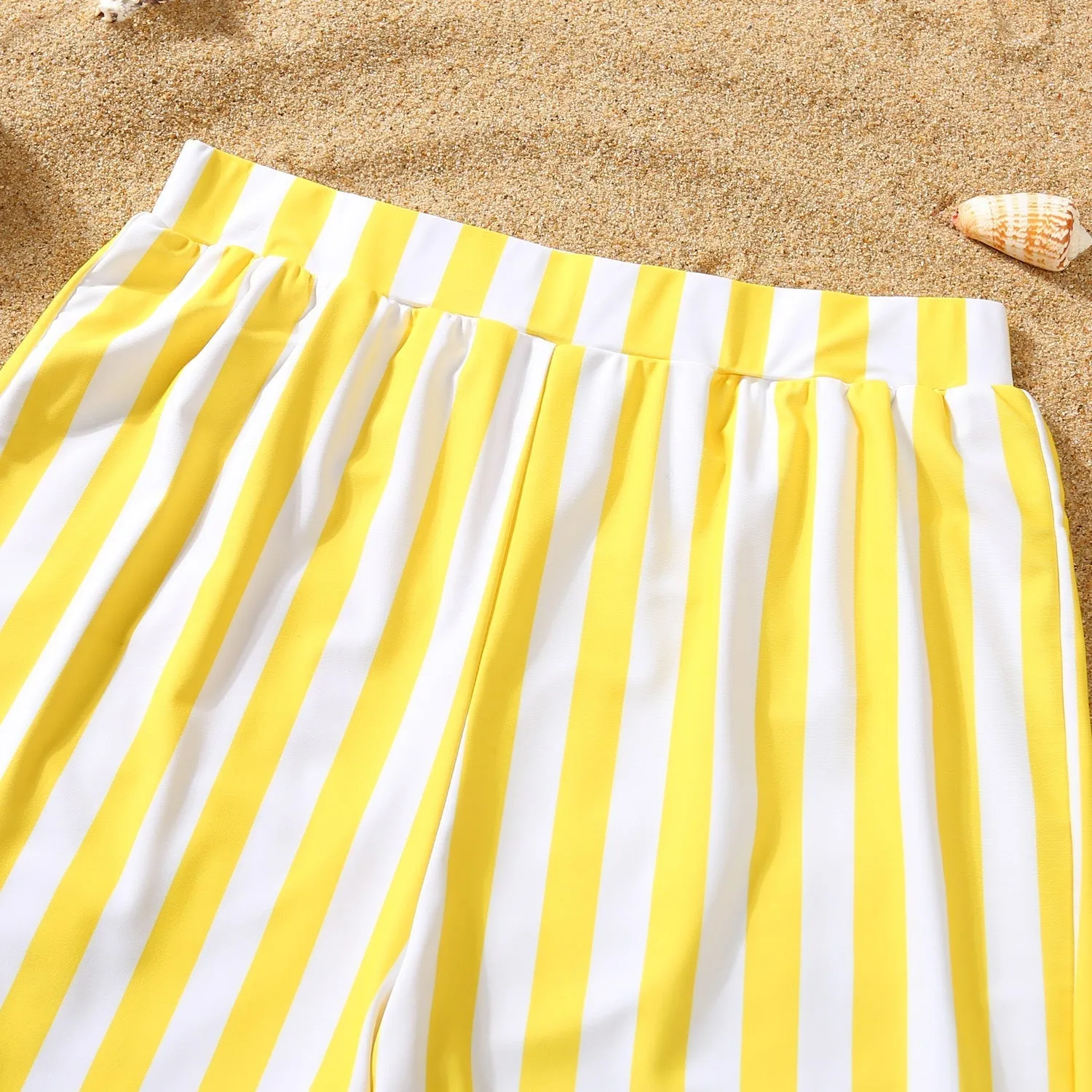 Striped Hollow Out Monokini Mommy and Me Beachwear