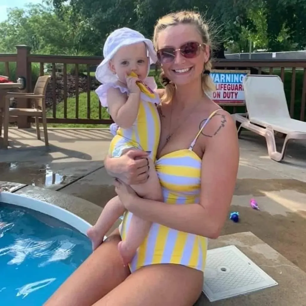 Striped Hollow Out Monokini Mommy and Me Beachwear